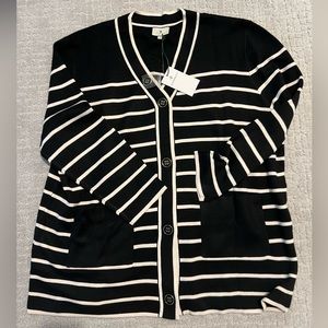 Tuckernuck Black and White Stripe Lauren Cardigan